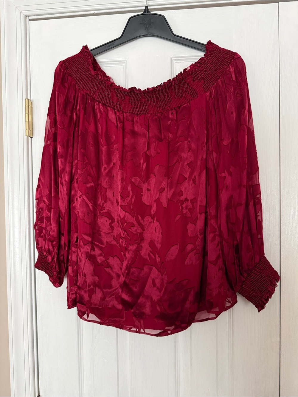 White House Black Market Women’s Off-Shoulder Blouse - Deep Red